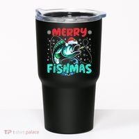 Merry Fishmas Funny Christmas Fishing Fish Gift Xmas Tumbler thumb 0