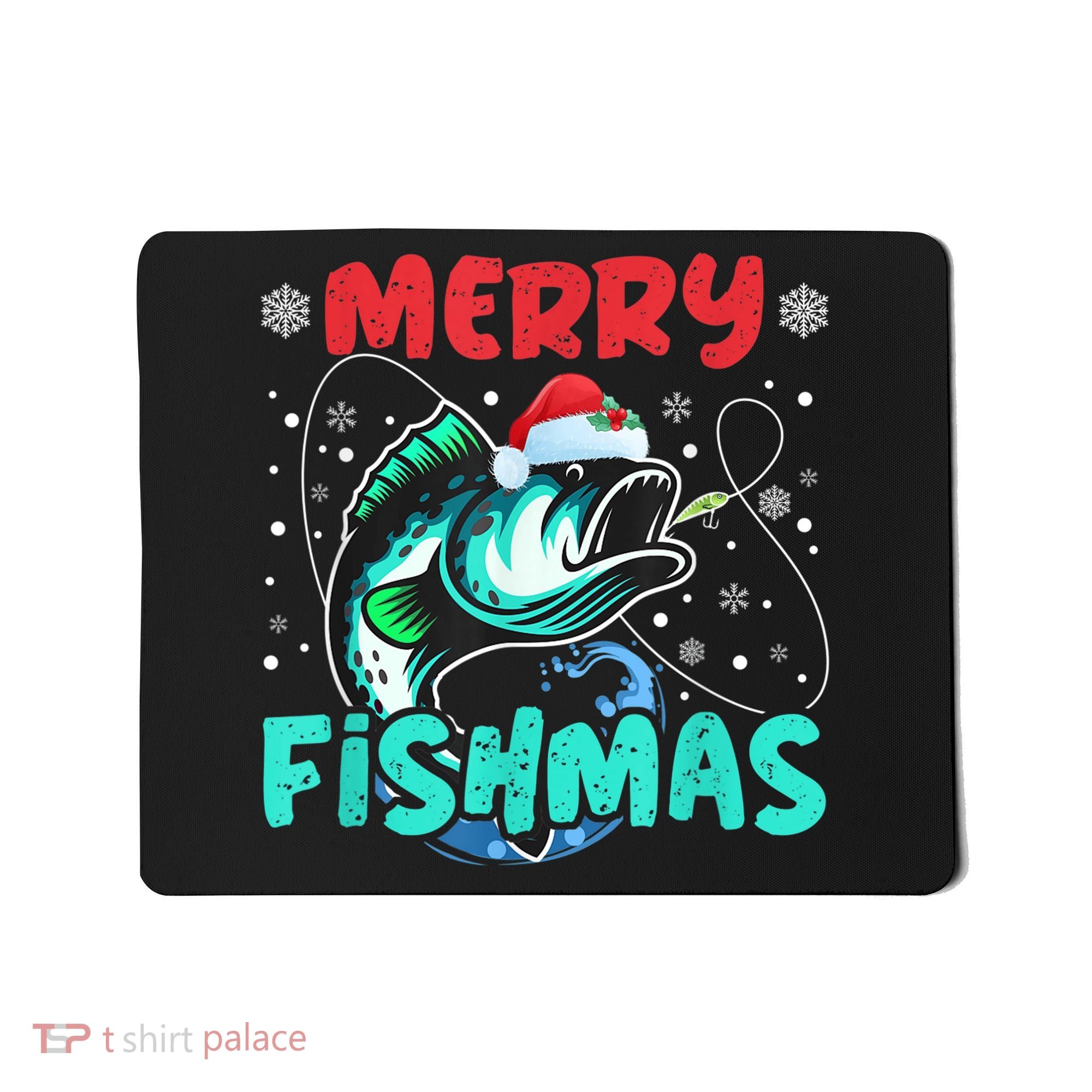 Merry Fishmas Funny Christmas Fishing Fish Gift Xmas Mousepad