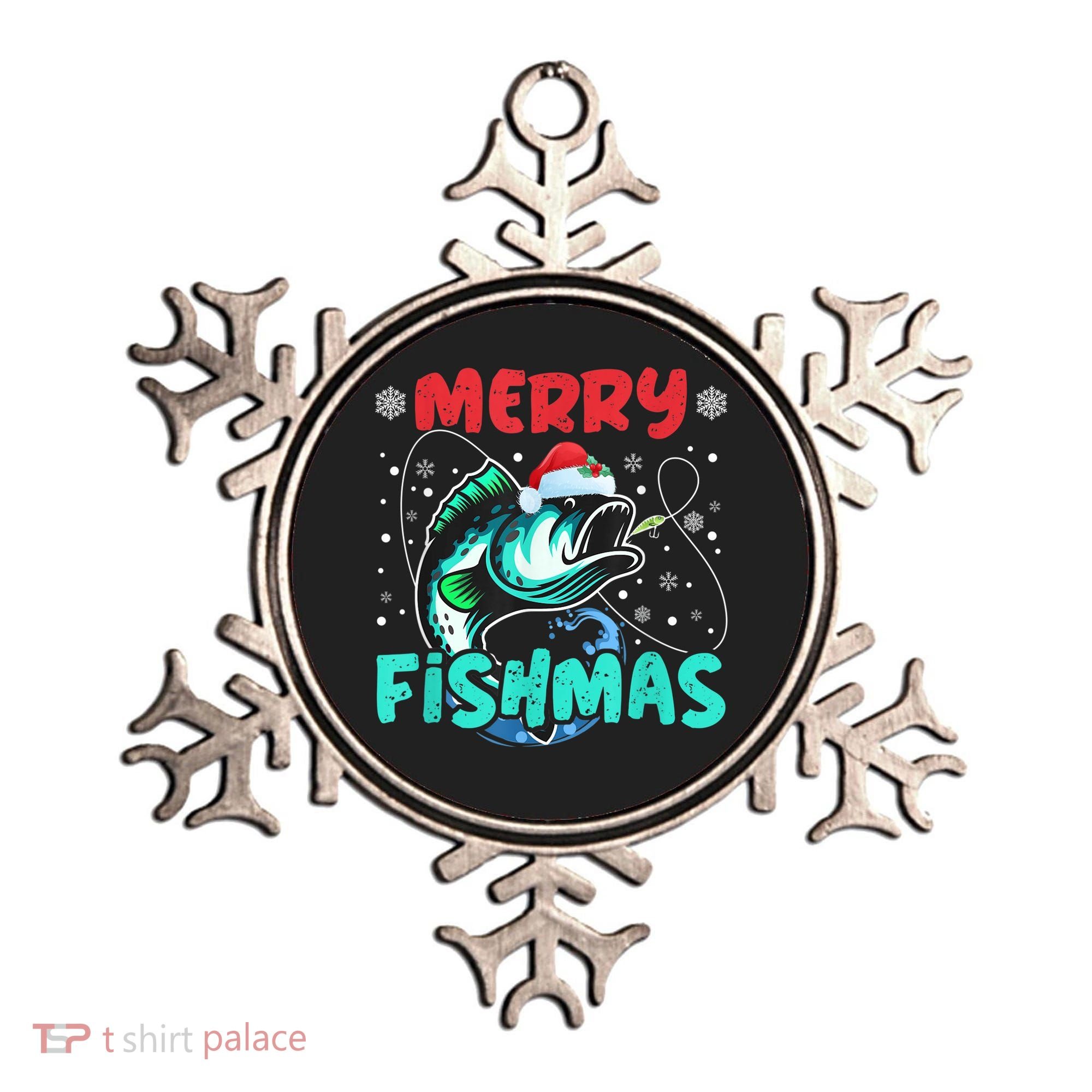 Merry Fishmas Funny Christmas Fishing Fish Gift Xmas Ornament