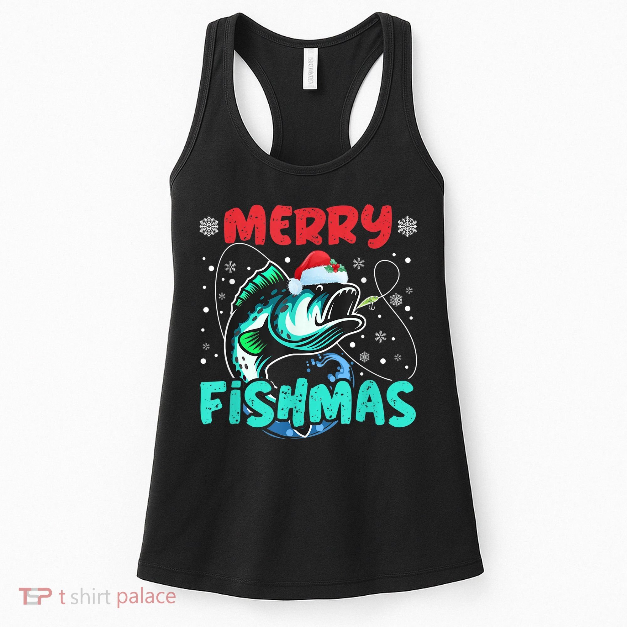 Merry Fishmas Funny Christmas Fishing Fish Gift Xmas Women's Tank Top