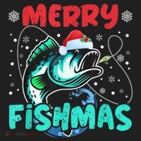 Merry Fishmas Funny Christmas Fishing Fish Gift Xmas Hat thumb 2