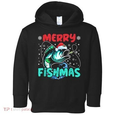 Merry Fishmas Funny Christmas Fishing Fish Gift Xmas Toddler Hoodie