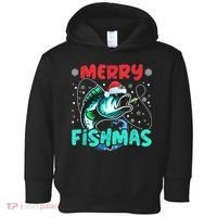 Merry Fishmas Funny Christmas Fishing Fish Gift Xmas Toddler Hoodie thumb 0