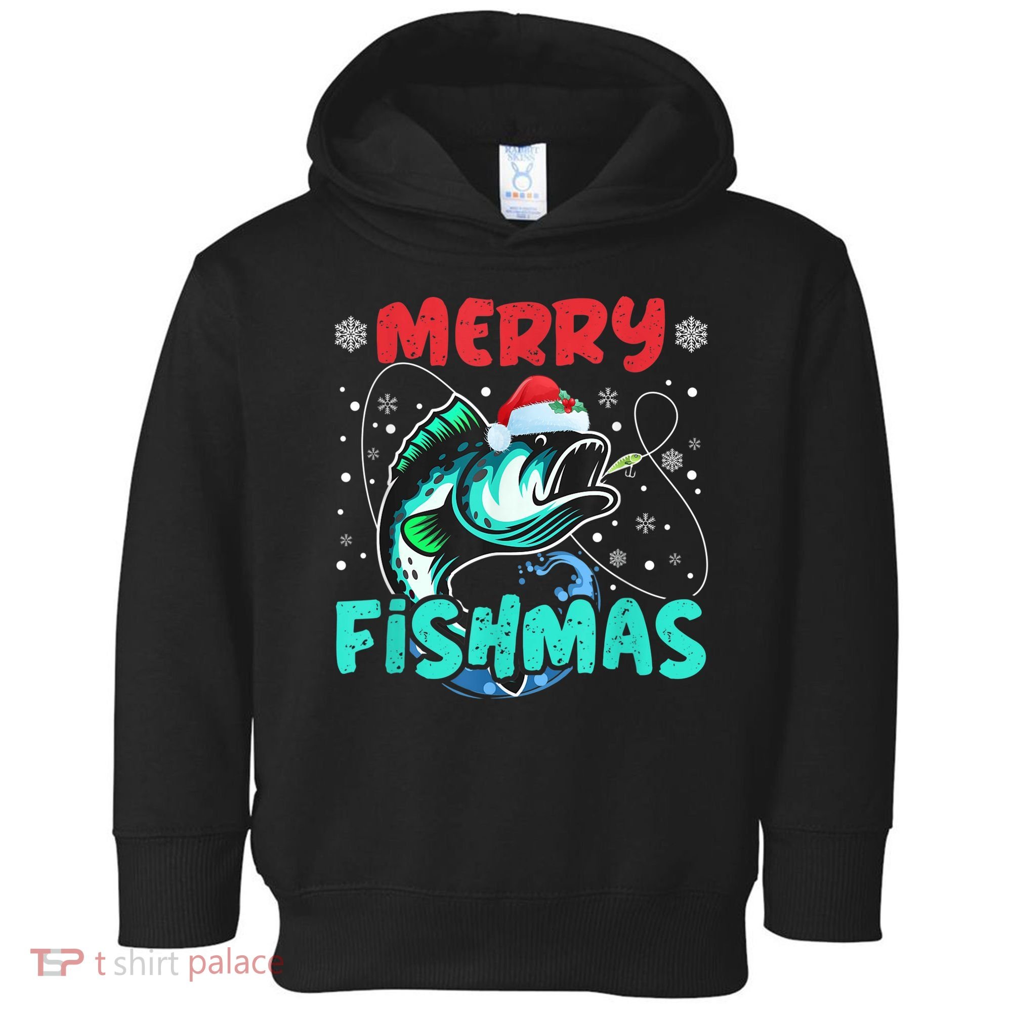 Merry Fishmas Funny Christmas Fishing Fish Gift Xmas Toddler Hoodie