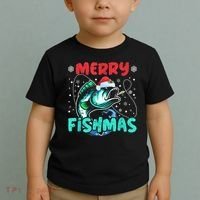 Merry Fishmas Funny Christmas Fishing Fish Gift Xmas Toddler T-Shirt thumb 2