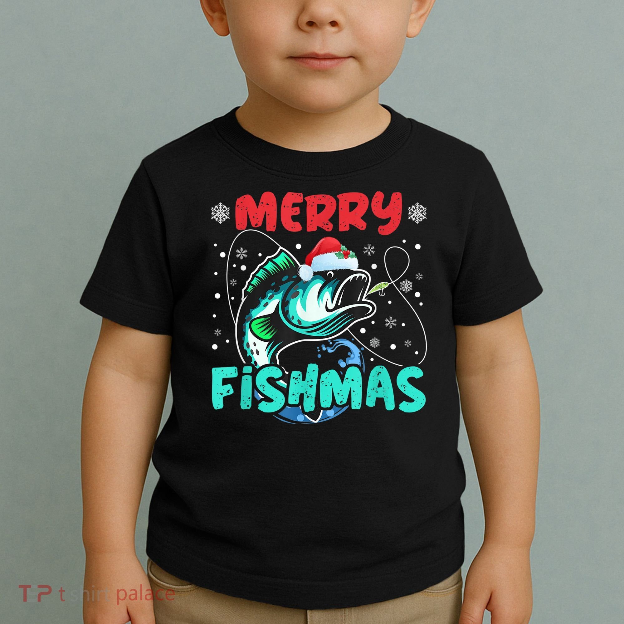 Merry Fishmas Funny Christmas Fishing Fish Gift Xmas Toddler T-Shirt