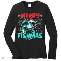 Merry Fishmas Funny Christmas Fishing Fish Gift Xmas Women's Long Sleeve Shirt thumb 0