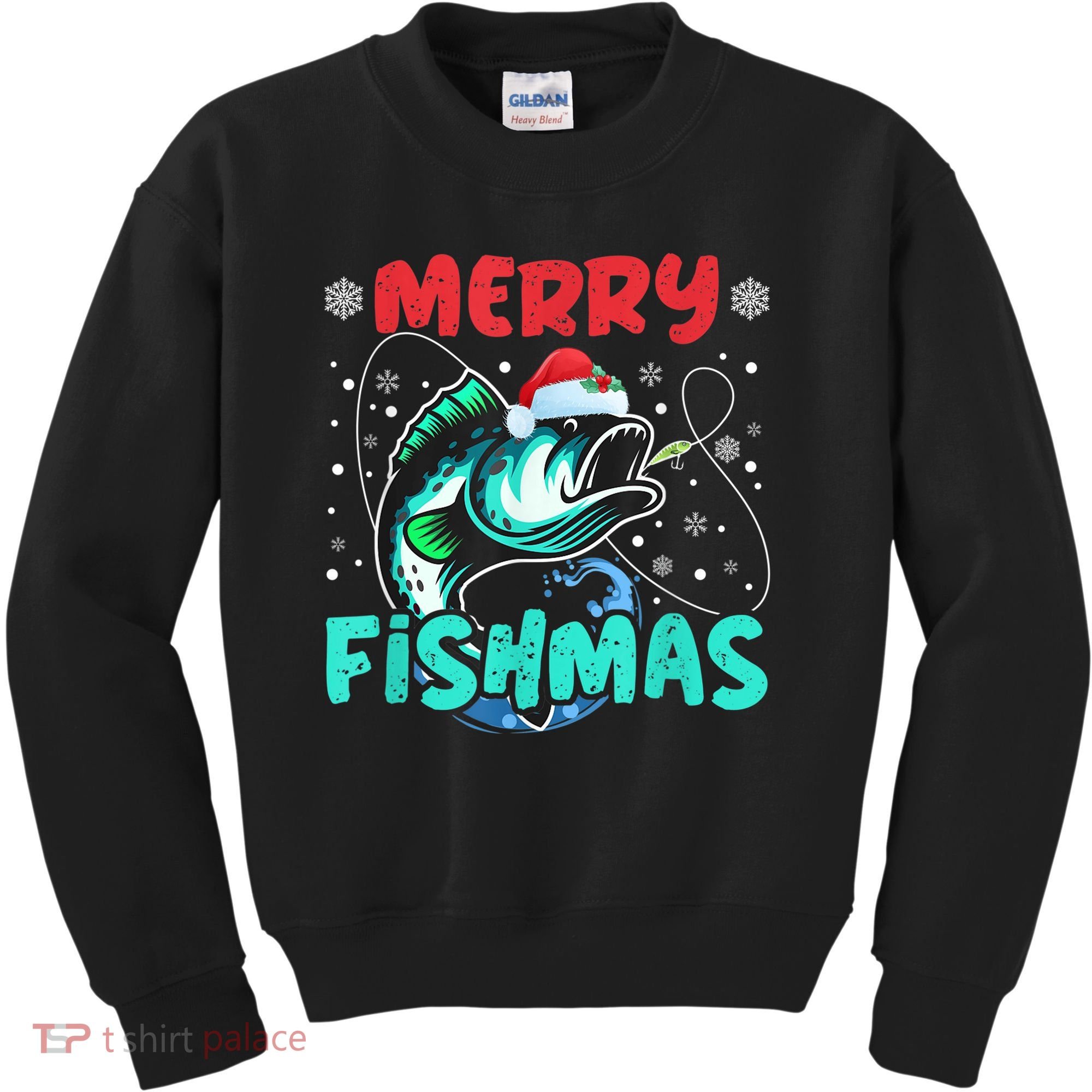 Merry Fishmas Funny Christmas Fishing Fish Gift Xmas Kids Sweatshirt