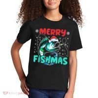 Merry Fishmas Funny Christmas Fishing Fish Gift Xmas Kids T-Shirt thumb 2