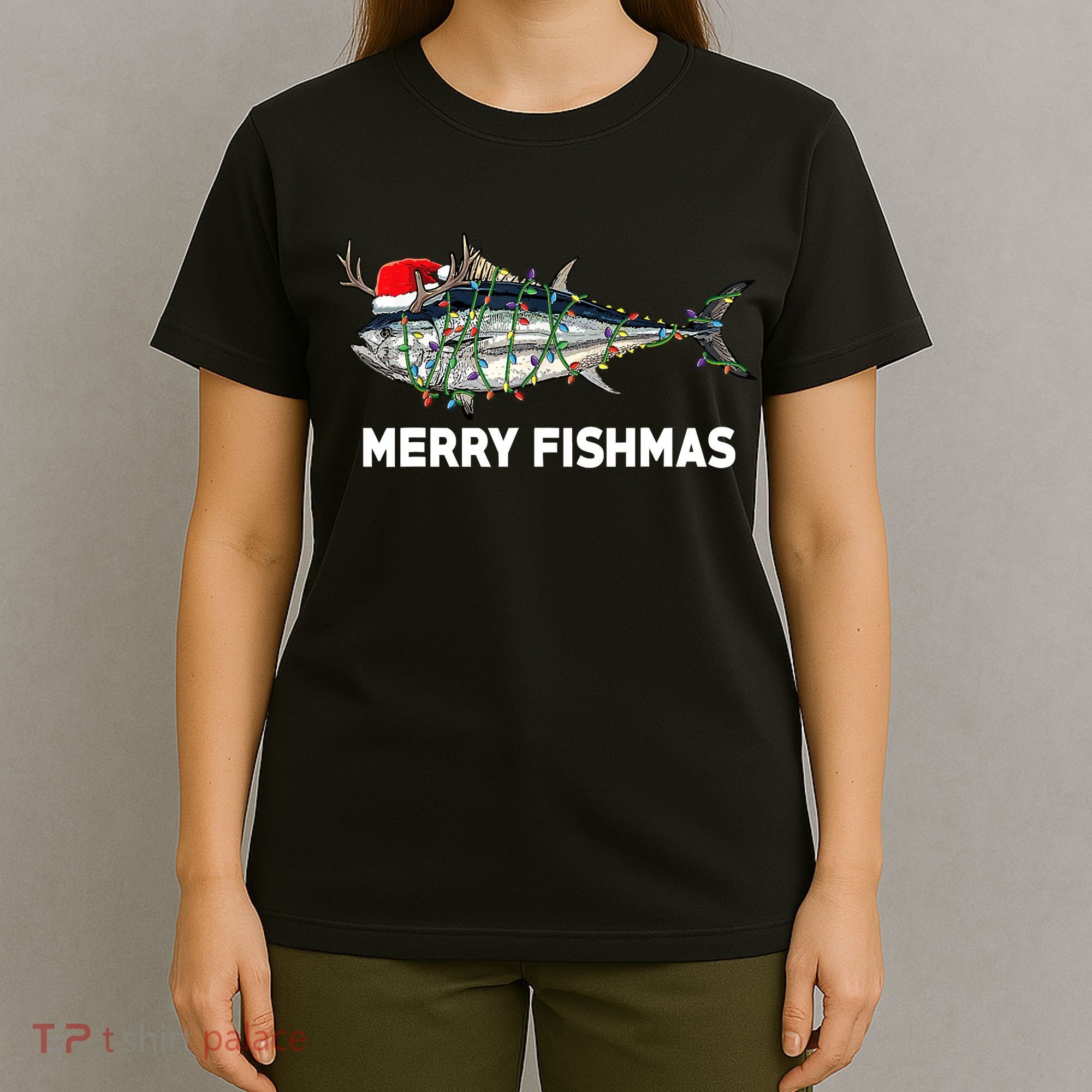 Merry Fishmas Funny Fish Fishing Fisherman Christmas Xmas T-Shirt