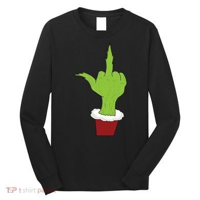Middle Finger Funny Holiday Long Sleeve Shirt
