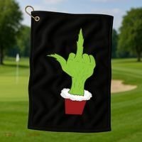 Middle Finger Funny Holiday Golf Towel thumb 1