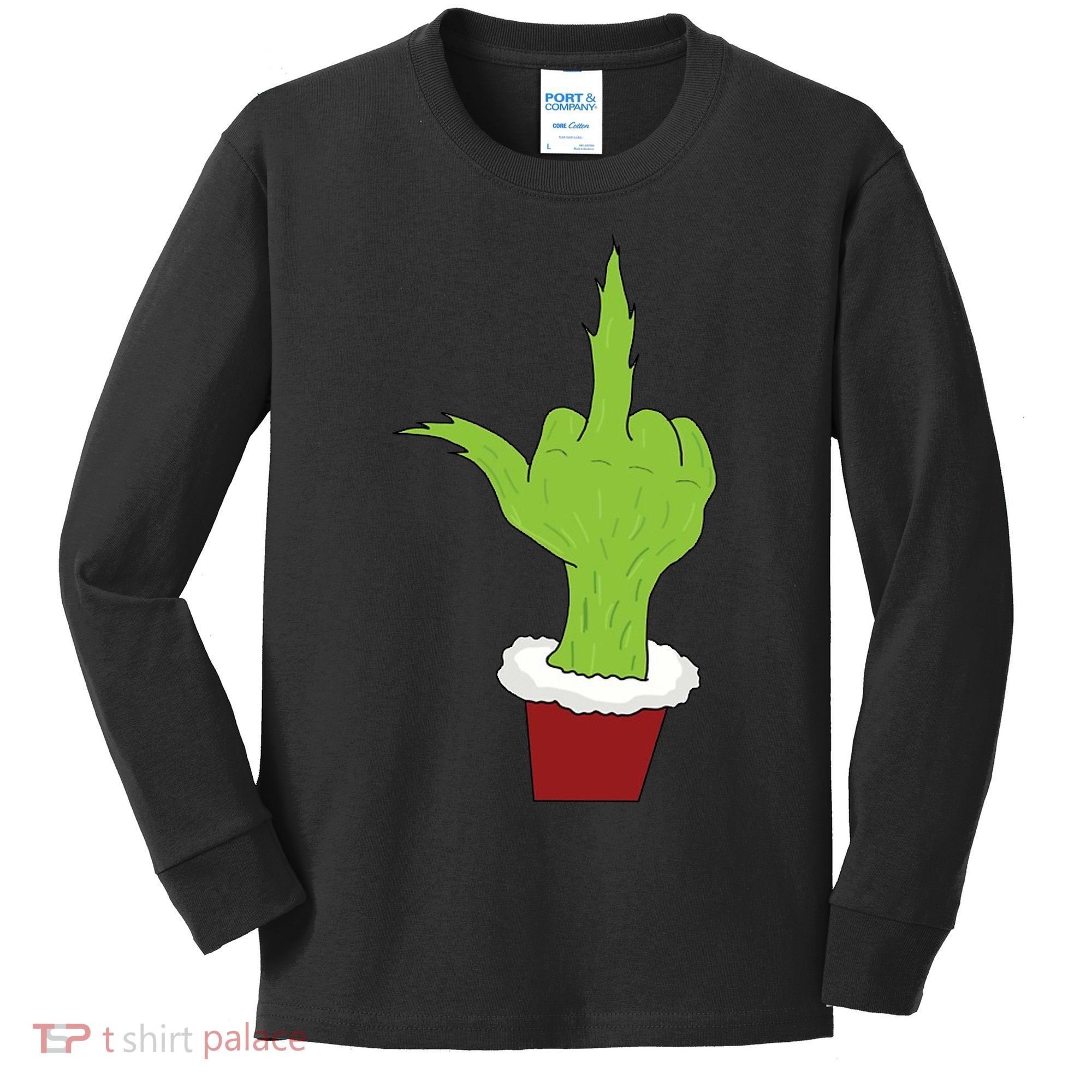 Middle Finger Funny Holiday Kids Long Sleeve Shirt
