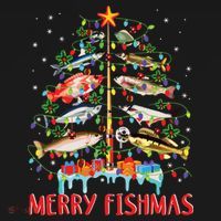 Merry Fishmas Funny Christmas Tree Lights Fish Fishing Rod Baby Bodysuit thumb 2