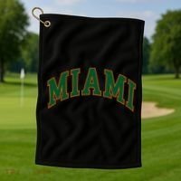 Miami Football Font Golf Towel thumb 1