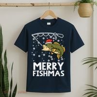 Merry Fishmas Fish Fishing Xmas Christmas Dad T-Shirt thumb 2