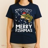 Merry Fishmas Fish Fishing Xmas Christmas Dad T-Shirt thumb 4