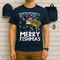 Merry Fishmas Fish Fishing Xmas Christmas Dad T-Shirt thumb 6