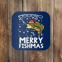 Merry Fishmas Fish Fishing Xmas Christmas Dad Coaster thumb 0
