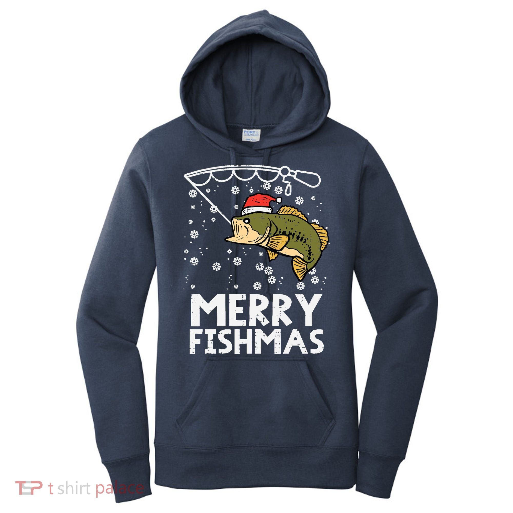 Merry Fishmas Fish Fishing Xmas Christmas Dad Women's Hoodie