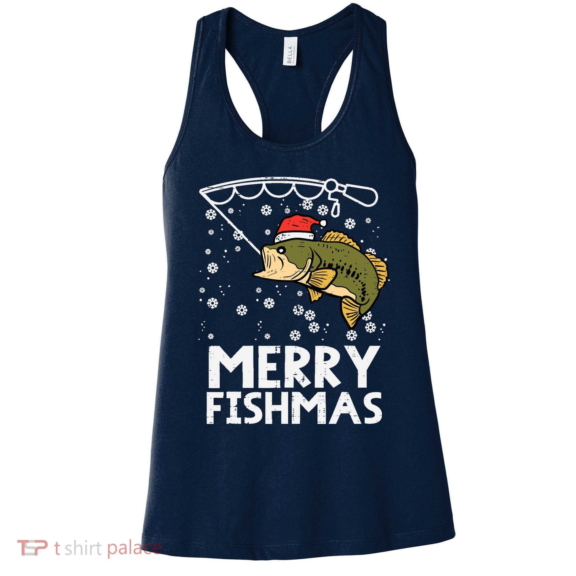 Merry Fishmas Fish Fishing Xmas Christmas Dad Women's Tank Top