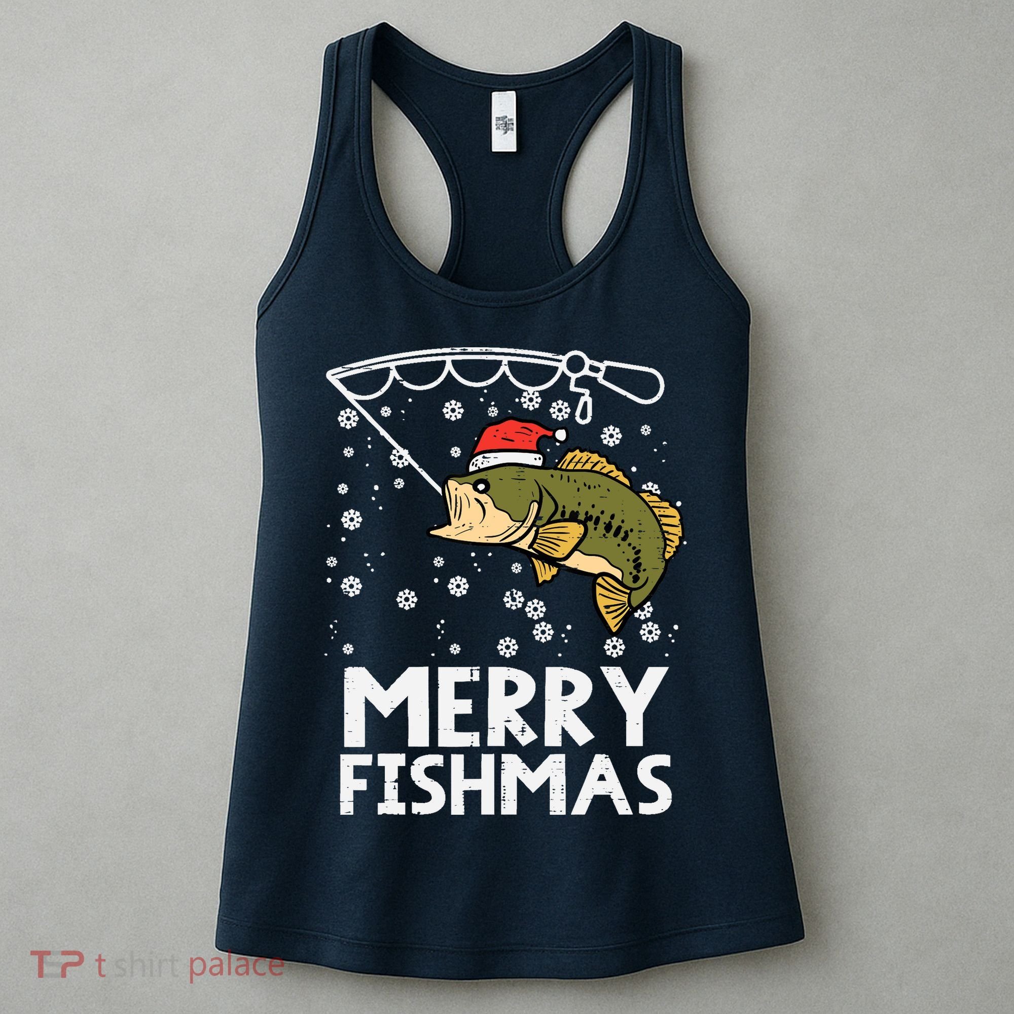 Merry Fishmas Fish Fishing Xmas Christmas Dad Women's Tank Top