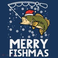 Merry Fishmas Fish Fishing Xmas Christmas Dad Hat thumb 2