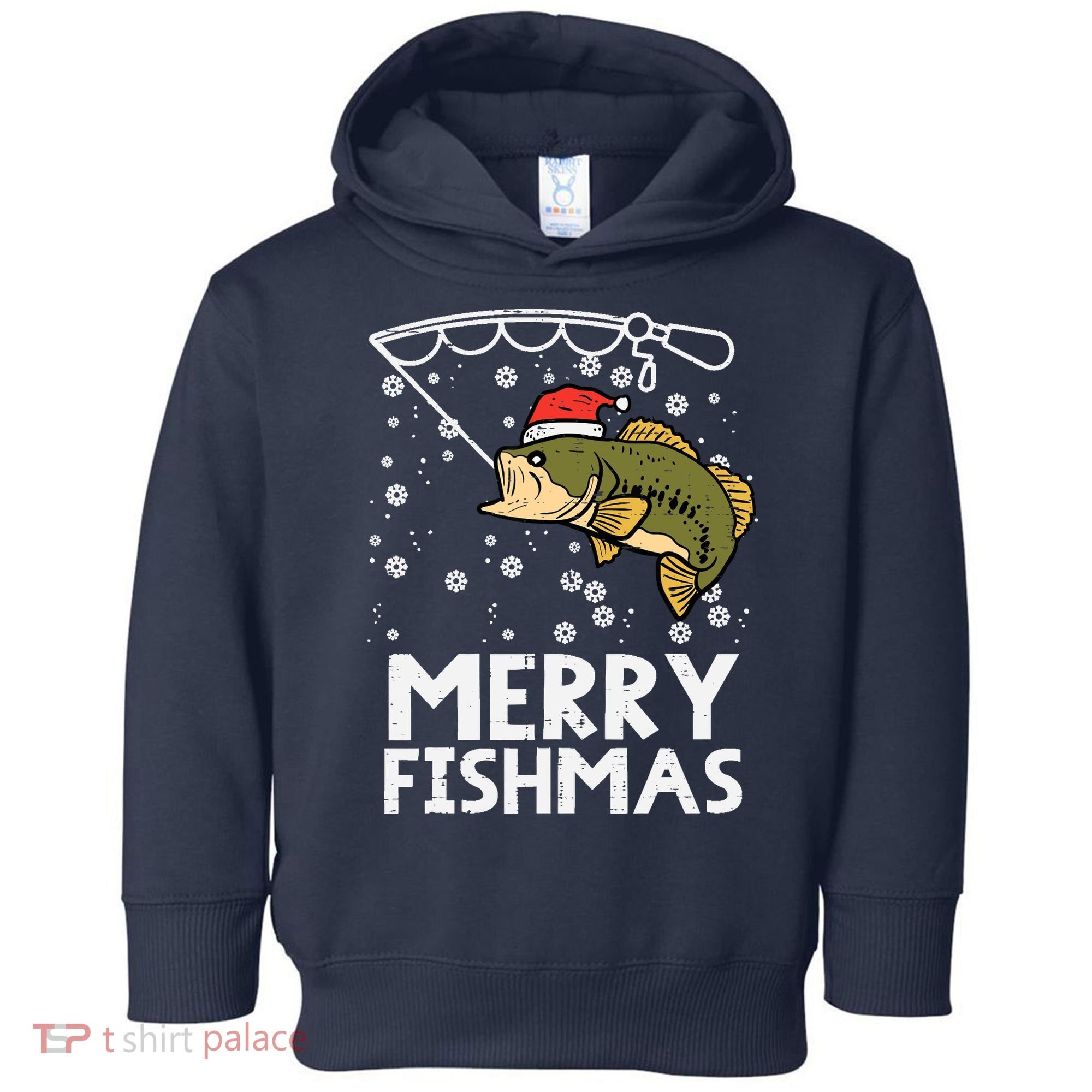 Merry Fishmas Fish Fishing Xmas Christmas Dad Toddler Hoodie