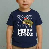 Merry Fishmas Fish Fishing Xmas Christmas Dad Toddler T-Shirt thumb 2