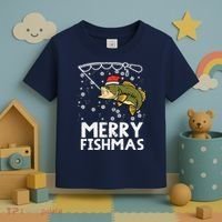 Merry Fishmas Fish Fishing Xmas Christmas Dad Toddler T-Shirt thumb 3