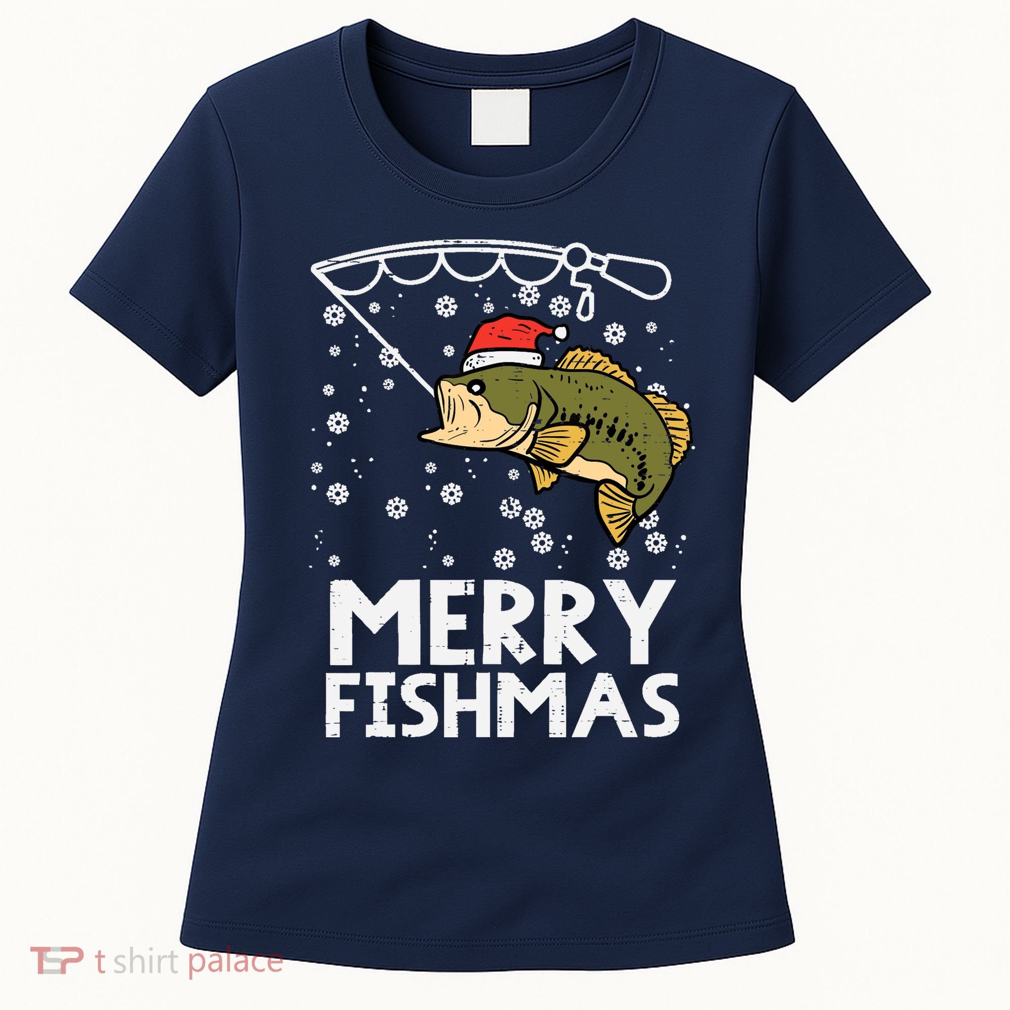 Merry Fishmas Fish Fishing Xmas Christmas Dad Women's T-Shirt