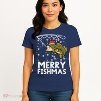Merry Fishmas Fish Fishing Xmas Christmas Dad Women's T-Shirt thumb 4