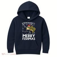 Merry Fishmas Fish Fishing Xmas Christmas Dad Kids Hoodie thumb 0