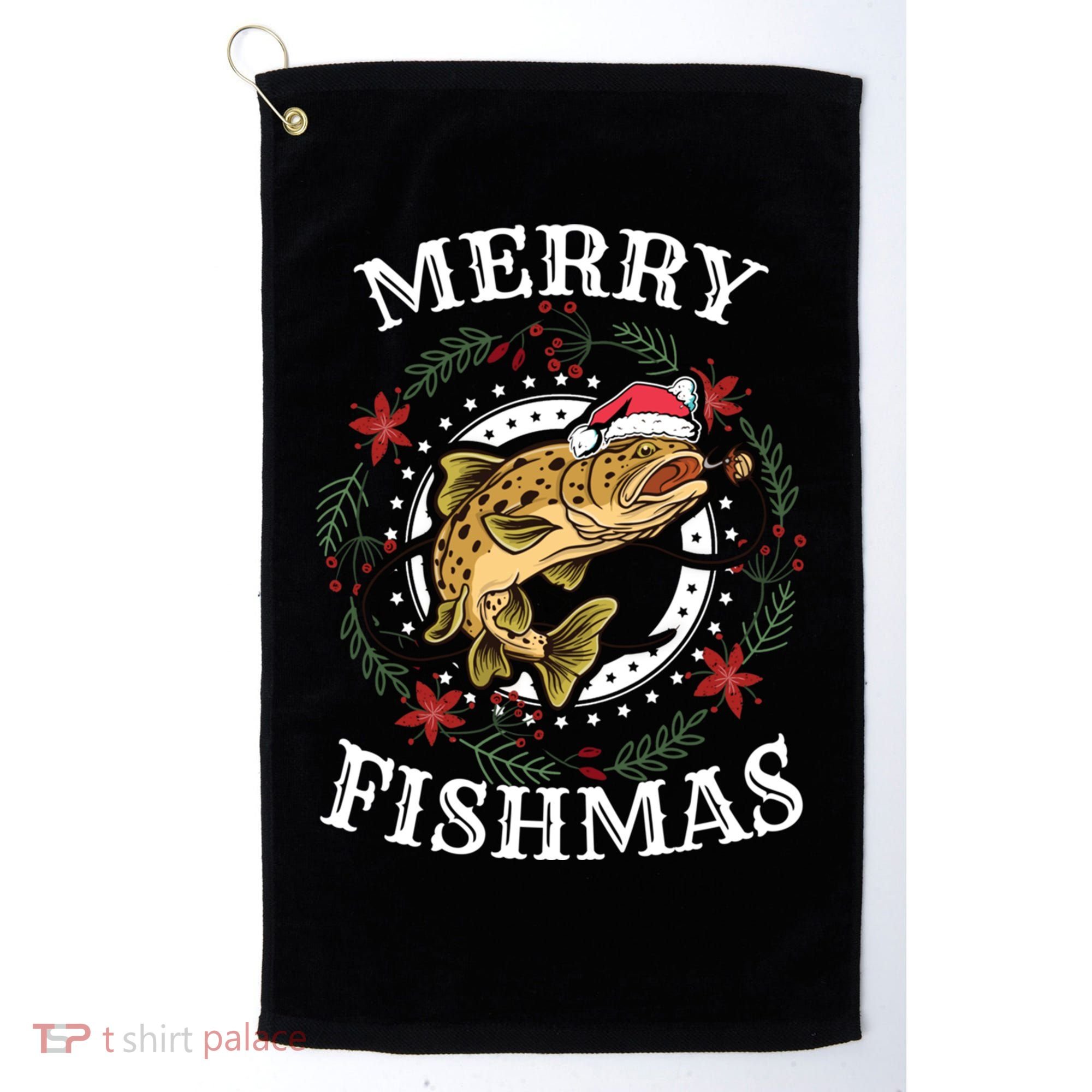 Merry Fishmas For Fisher Or Fishing Lover Gift Golf Towel
