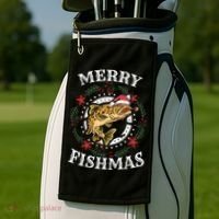 Merry Fishmas For Fisher Or Fishing Lover Gift Golf Towel thumb 2