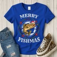 Merry Fishmas For Fisher Or Fishing Lover Gift Women's T-Shirt thumb 3