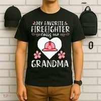 My Favorite Firefighter Calls Me Grandma Mom Women Cute Gift T-Shirt thumb 6