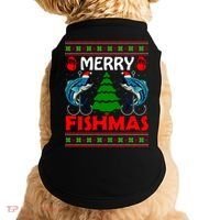Merry Fishmas Funny Fish Fishing Ugly Christmas Doggie Tank thumb 0