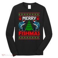 Merry Fishmas Funny Fish Fishing Ugly Christmas Long Sleeve Shirt thumb 0