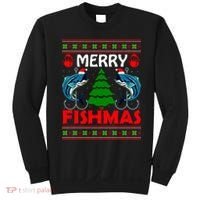 Merry Fishmas Funny Fish Fishing Ugly Christmas Sweatshirt thumb 0