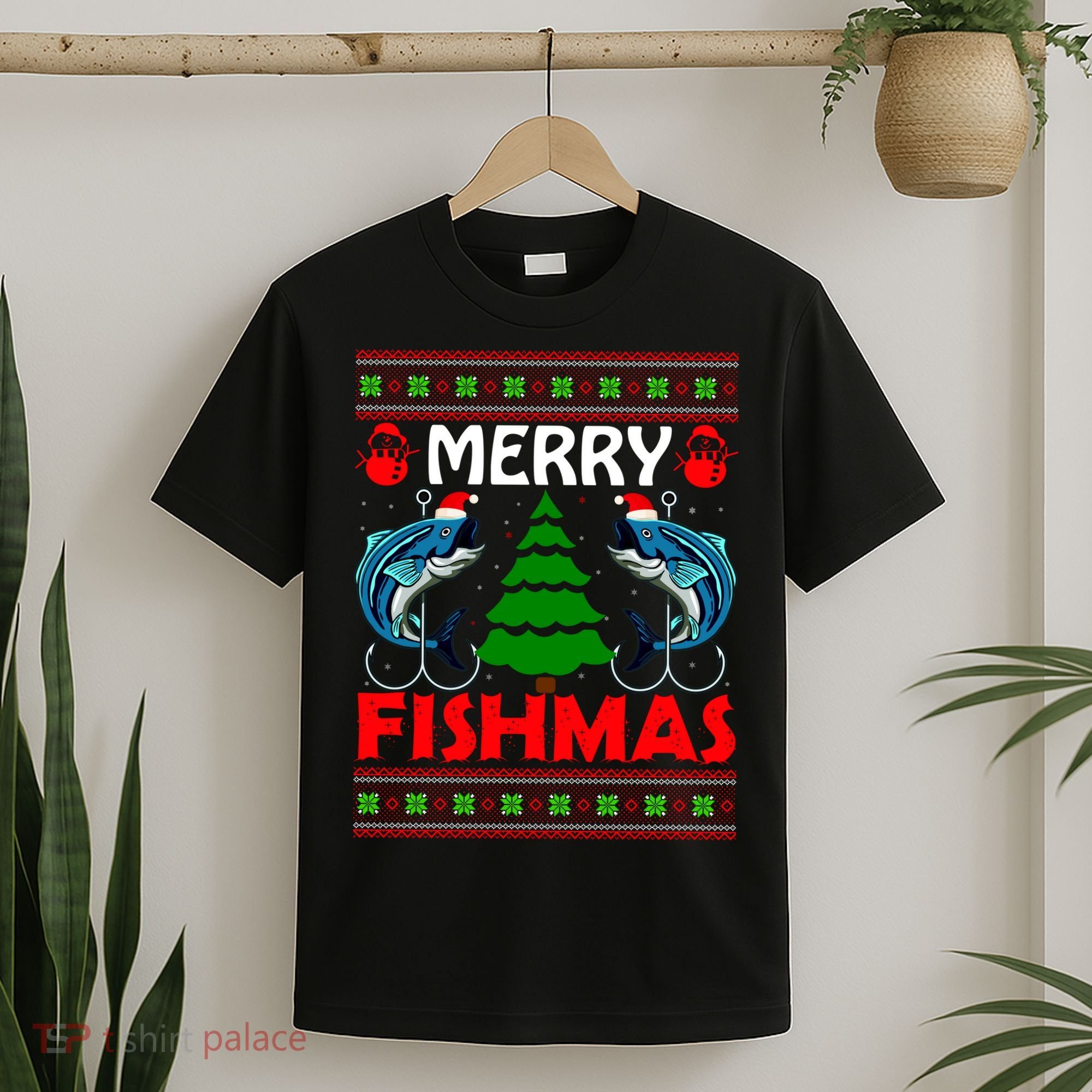 Merry Fishmas Funny Fish Fishing Ugly Christmas T-Shirt