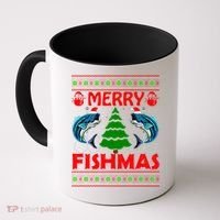 Merry Fishmas Funny Fish Fishing Ugly Christmas Coffee Mug thumb 0