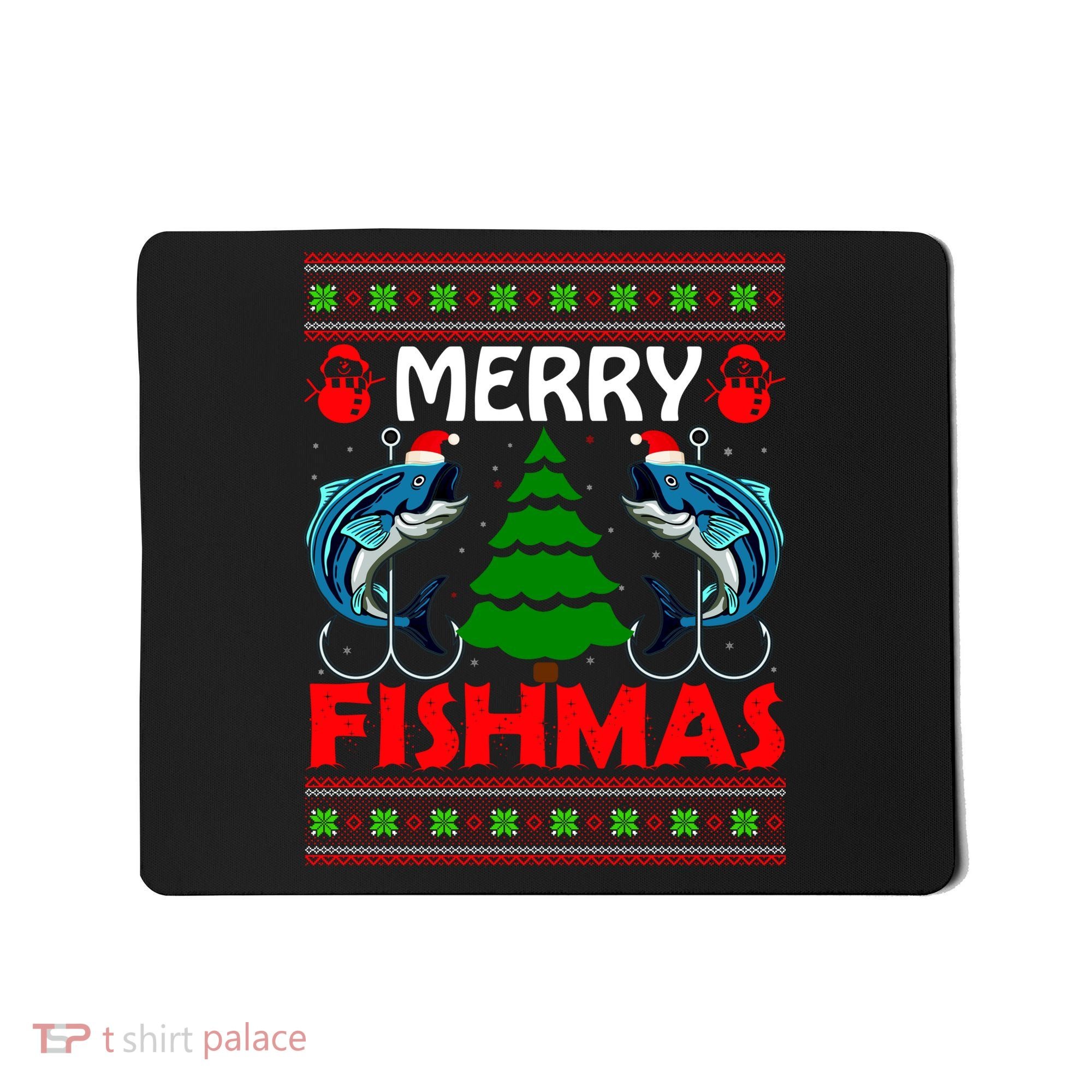 Merry Fishmas Funny Fish Fishing Ugly Christmas Mousepad