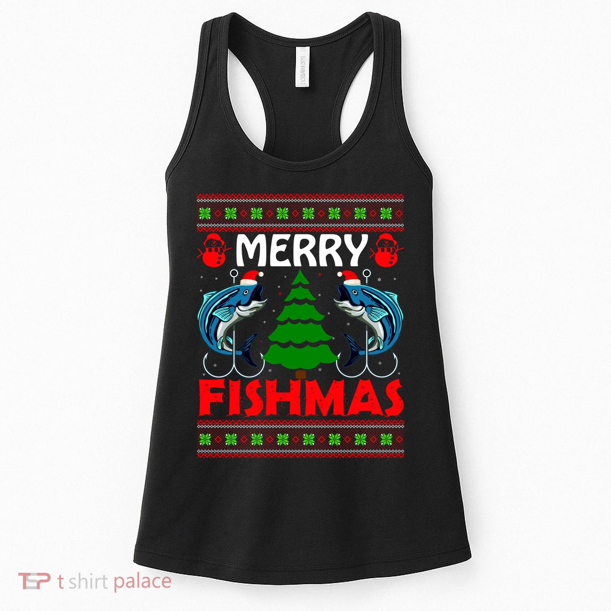 Merry Fishmas Funny Fish Fishing Ugly Christmas Women's Tank Top
