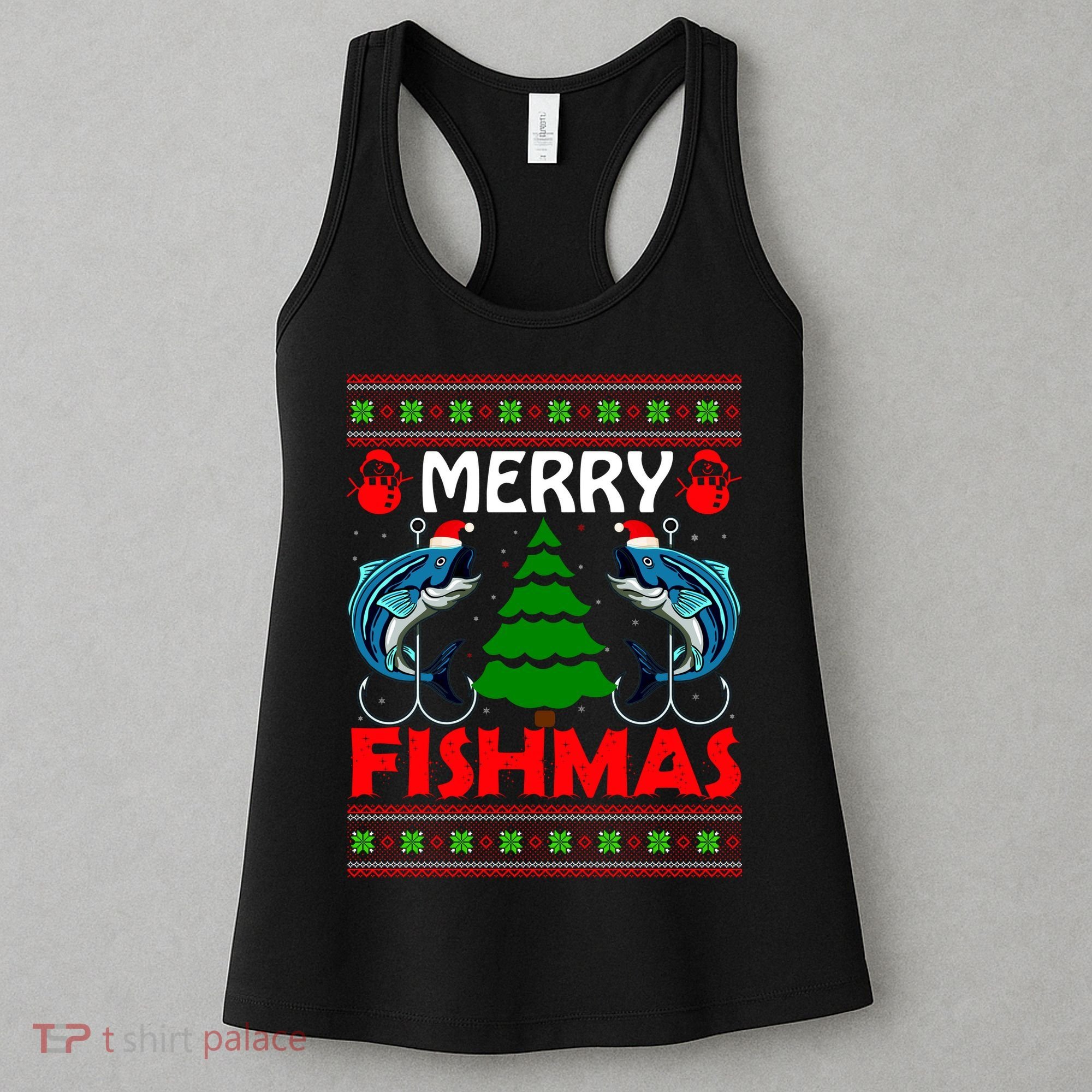 Merry Fishmas Funny Fish Fishing Ugly Christmas Women's Tank Top