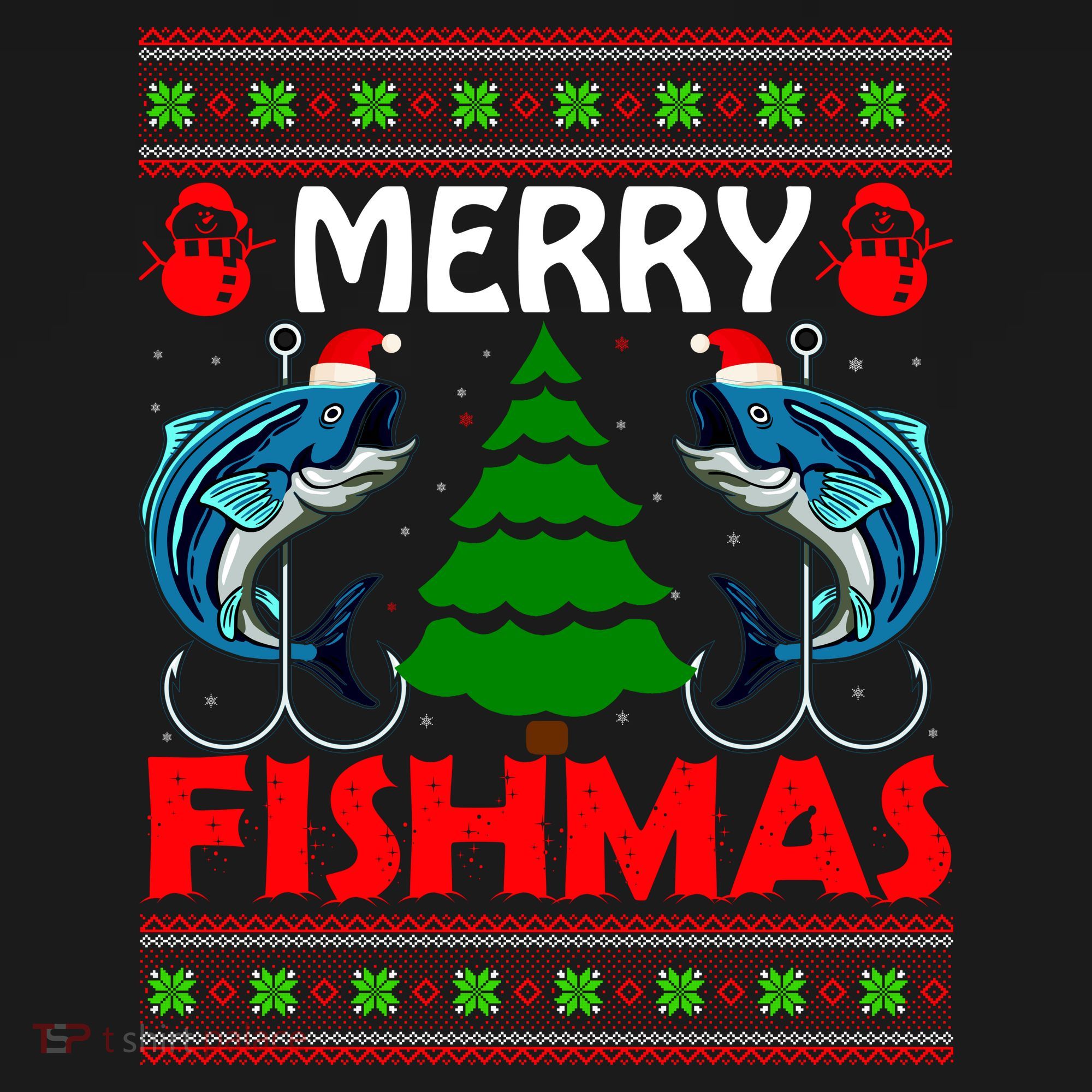 Merry Fishmas Funny Fish Fishing Ugly Christmas Women's Tank Top