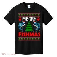Merry Fishmas Funny Fish Fishing Ugly Christmas Kids T-Shirt thumb 0