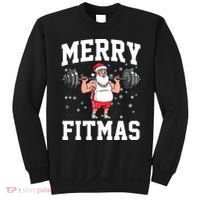 Merry Fitmas Funny Santa Claus Sweatshirt thumb 0