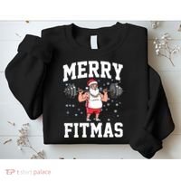 Merry Fitmas Funny Santa Claus Sweatshirt thumb 2