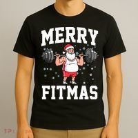 Merry Fitmas Funny Santa Claus T-Shirt thumb 3